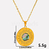 Stylish 304 Stainless Steel Pave Natural Paua Shell Flat Round Pendant Necklaces QJ3368-3-5