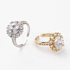 Brass Micro Pave Clear Cubic Zirconia Cuff Rings RJEW-C101-05-1