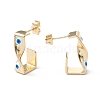 Brass Enamel Evil Eye Stud Earrings EJEW-A093-04G-07-2