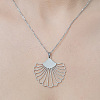 Non-Tarnish 201 Stainless Steel Hollow Shell Pendant Necklace NJEW-OY002-16-1