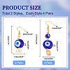  Elit 8 Pairs 2 Style Lampwork Evil Eye Dangle Earrings EJEW-PH0001-19-2