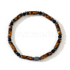 Natural Tiger Eye & Non-Magnetic Synthetic Hematite Bead Stretch Bracelets for Men RW1901-1