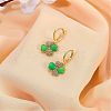 Four Leaf Clover Hoop Earrings Alloy Huggie Hoop Earrings Green Shamrock Hoop Earrings Rhinestone Hoop Earrings St Patrick's Day Ear Jewelry Gift for Women JE1083A-4