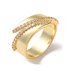 Rack Plating Brass Micro Pave Cubic Zirconia Open Cuff Rings RJEW-M158-05G-1
