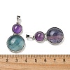 Natural Fluorite & Natural Amethyst Pendants G-G147-06P-01-3