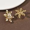 Snowflake Brass Micro Pave Cubic Zirconia Stud Earrings EJEW-G452-03G-3