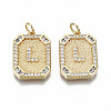 Brass Micro Pave Clear Cubic Zirconia Pendants KK-S356-234L-G-NF-1