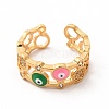 Colorful Enamel Evil Eye Open Cuff Ring with Cubic Zirconia KK-A180-51G-2