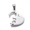 304 Stainless Steel Split Kitten Pendants STAS-G195-09P-5