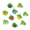 7Pcs 7 Colors Handmade Copper Wired Glass Beaded Fruits Pendants PALLOY-CJ00100-8