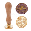 Brass Wax Seal Stamp with Handle AJEW-WH0184-0492-1