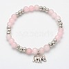 Natural Mixed Stone Beaded Elephant Charm Stretch Bracelets BJEW-JB01974-2