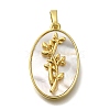 Brass Pave Shell Birth Flower Pendants FIND-I040-04B-1