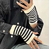 Stripe Acrylic Fibers Knitting Fingerless Gloves PW-WG0C91E-01-3