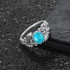 Zinc Alloy with Synthetic Turquoise Finger Rings FS-WGE57A9-05-3