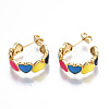 Brass Enamel Stud Earrings EJEW-T014-04G-NF-2