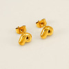 Chunk Letter 304 Stainless Steel Stud Earrings for Women LS-EJEW-G386-01P-G-1