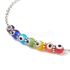 Multi-Colored Handmade Evil Eye Lampwork Anklets AJEW-AN00514-01-4