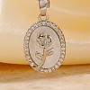 Elegant Brass Clear Cubic Zirconia Rose Oval Pendant Necklaces XA5195-1