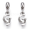 Platinum Rack Plating Alloy Rhinestone European Dangle Charms PALLOY-T048-36P-G-1