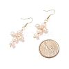 Natural Shell & Rose Quartz Braided Cross Dangle Earrings EJEW-JE04954-03-4