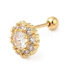 Brass Micro Pave Clear Cubic Zirconia Stud Earrings EJEW-L265-12G-1