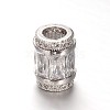 Column Brass Micro Pave Cubic Zirconia Large Hole European Beads ZIRC-M084-01-1