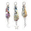 3Pcs 3 Styles Electroplated Natural Quartz Crystal Nuggets Copper Wire Wrapped Pendants PALLOY-JF03128-07-1