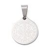 Non-Tarnish Trendy Necklace Findings Flat Round with San Benito 304 Stainless Steel Charms Pendants STAS-L012-A08P-2