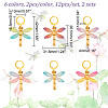 12Pcs 6 Colors Transparent Resin Pendant Stitch Markers HJEW-AB00216-2