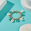 Natural Shell & Shell Pearl & Synthetic Starfish Charm Bracelet BJEW-TA00201-2