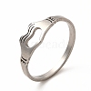 Non-Tarnish 304 Stainless Steel Hollow Out Heart Hand Finger Ring for Women RJEW-K239-03P-3