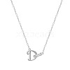 304 Stainless Steel Crystal Rhinestone Initial Pendant Necklaces FS-WGCEFCC-04-1
