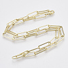 Brass Flat Oval Paperclip Chain Necklace Making MAK-S072-07A-LG-2