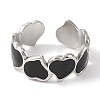 Heart 304 Stainless Steel Enamel Open Cuff Rings for Women RJEW-F166-30P-01-2