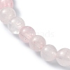 Natural Rose Quartz Round Beaded Bracelets BJEW-JB09878-01-4