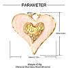 304 Stainless Steel with Pearl Pink Enamel Big Pendants SA-OY001-65G-2