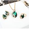 Alloy Glass Pendant Necklaces & Stud Earrings & Rings Sets WGA5C1C-02-1