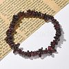 Chips Natural Garnet Beaded Stretch Bracelets BJEW-JB01826-09-7