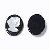 Natural Dyed & Heated Black Agate Cameo Cabochons G-L556-A-3