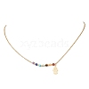 Chakra Natural Gemstone Faceted Round Beaded Pendant 304 Stainless Steel Cable Chain Necklaces NJEW-JN05531-01-1