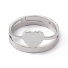 Non-Tarnish 201 Stainless Steel Heart Adjustable Ring for Women RJEW-K238-04P-1