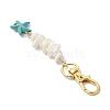 Natural White Mother of Pearl Shell & Synthetic Turquoise Starfish Pendant Decorations HJEW-JM02986-5