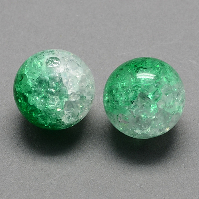 Two Tone Transparent Crackle Acrylic Beads CACR-R009-12mm-01-1