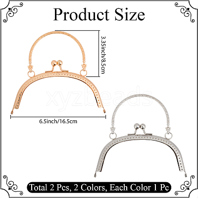 2Pcs 2 Colors Flower Iron Kiss Lock Purse Frame Handle PURS-CN0001-09-1