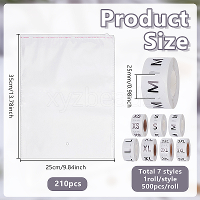 210Pcs Rectangle OPP Cellophane Resealable Bags ABAG-GO0001-13-1