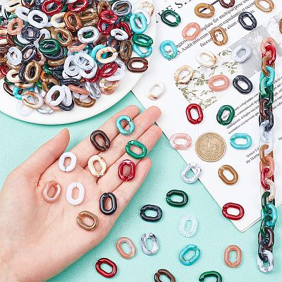 400Pcs 10 Colors Acrylic Linking Rings OACR-WR0001-01-1