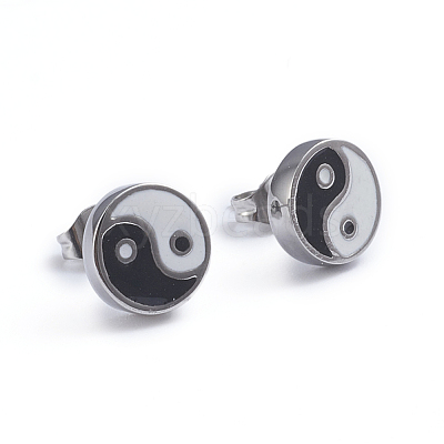 Feng Shui 304 Stainless Steel Stud Earrings X-EJEW-L248-047P-1