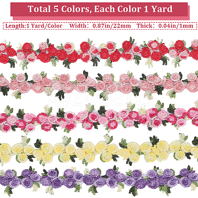 5 Yards 5 Colors Polyester Ribbon for Jewelry Making OCOR-GF0003-13-1