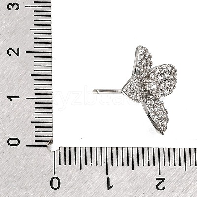 Brass Micro Pave Cubic Zirconia Stud Earring Findings with Loops CU-CBA1682-05P-1